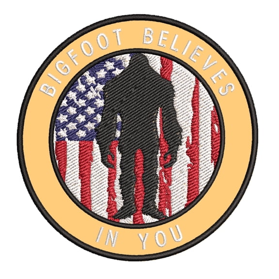 Bigfoot Believes in You 3.5" Iron On Or Sew On Embroidered Fabric Badge Patch Unexplained Mysteries Iconic Series