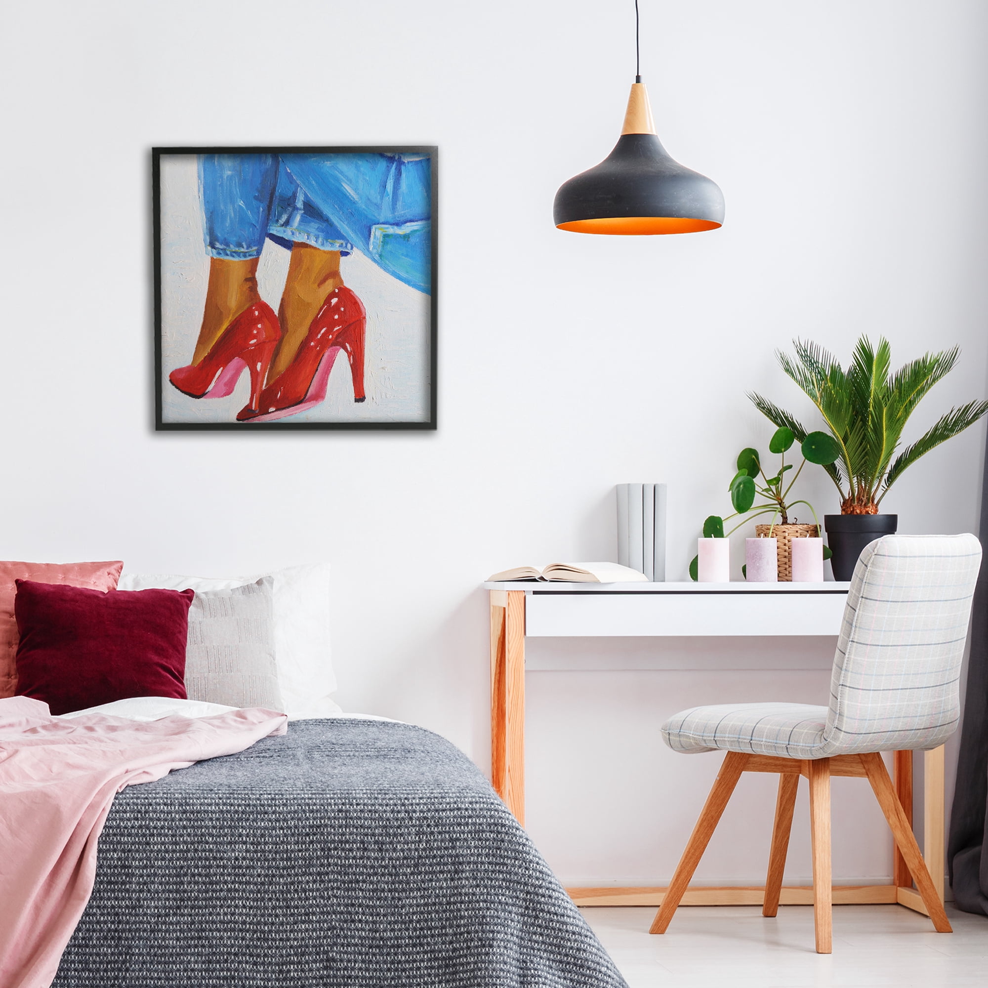 Stupell Industries Glossy Red Pumps & Jeans Black Framed Giclee Art, design by Violeta Vollmer