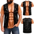 thumbnail image 3 of UDAUDU Personalized Funny T-Shirts with Biker Vest Men Funny 3D T-Shirt, Muscle Man T-Shirt, Realistic Six-Pack Abs Costume Tee Complexion 3XL, 3 of 9