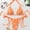 Orange, variant on Top-kevin Bikini Set for Women Two Piece Swimsuits V Neck Low Rise Crisscross Back Self Tie Spaghetti Straps
