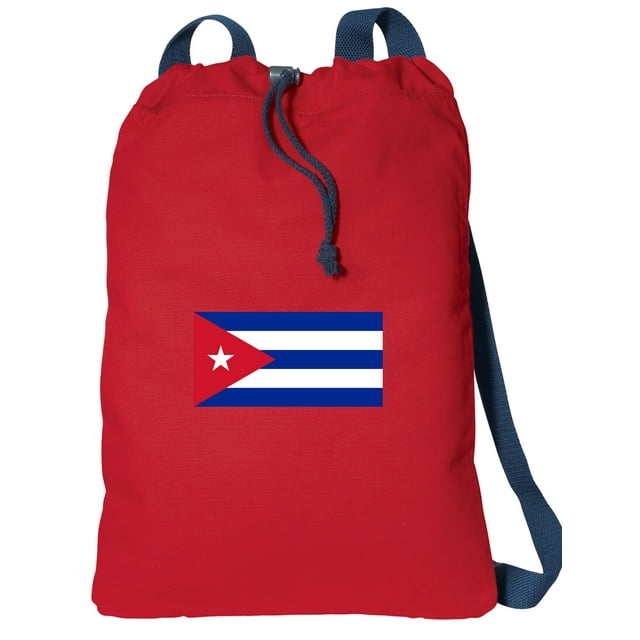 Canvas Cuba Drawstring Bag DELUXE Cuban Flag Backpack Cinch Pack for Him or Her