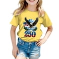 thumbnail image 4 of UngA 250 Years America Shirt Kids Toddler Boys Girls 4th of July T-Shirt Short Sleeve American Flag Patriotic Top Independence Day Clothes 2-14 Years,Yellow, 4 of 5