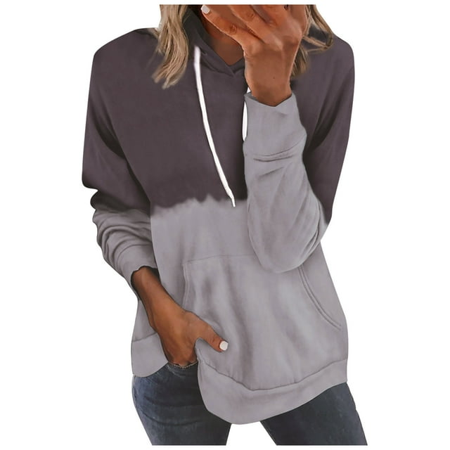 Suéter suelto de manga larga con cuello redondo y estampado degradado para mujer de otoño Pompotops FGAJ7408