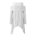 thumbnail image 5 of Womens Shirts Tshirts Long Sleeve Womens Workout Tops Fall Solid Cold Shoulder Knitted Pullovers Irregular Hem Loose Work Blouses Dressy Casual White XL, 5 of 6