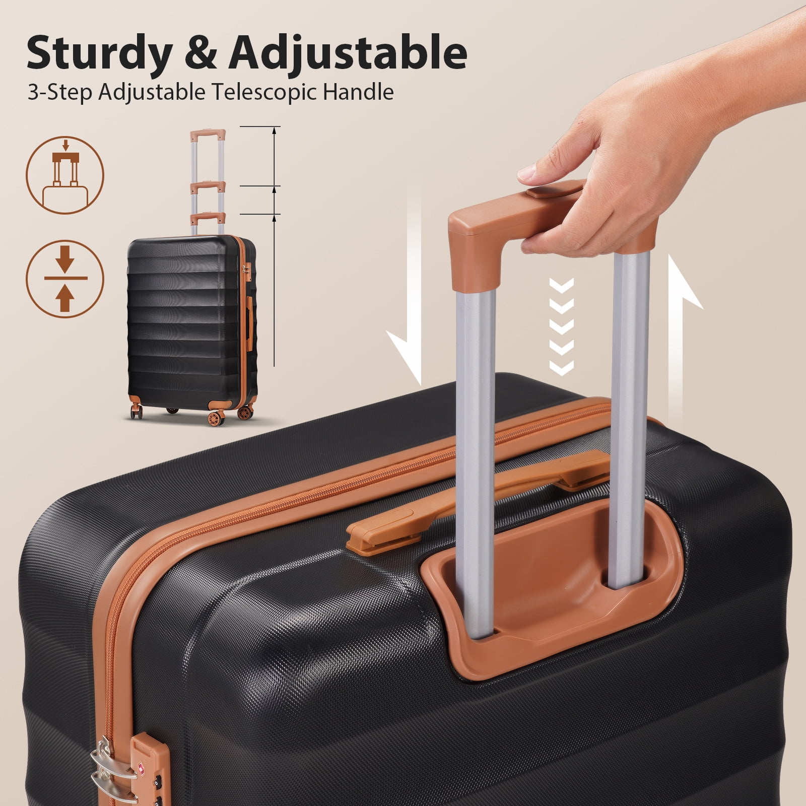SUGIFT 3 Piece Expandable ABS Hardshell Luggage Sets Spinner Wheel