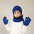 thumbnail image 4 of 4 To 10 Years Old Children Hat Neck Gloves Three Piece Set Of Warm Winter Ear Protective And Warm Knitted Woolen Hat For Big Children Size One Size, 4 of 6