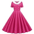 thumbnail image 1 of Dvprdro Robe de Bal pour Femme Invitée de Mariage Mode Vintage à Pois Imprimée Manches Courtes Ligne A Évasée Cocktail Fête Robe Midi, 1 of 5