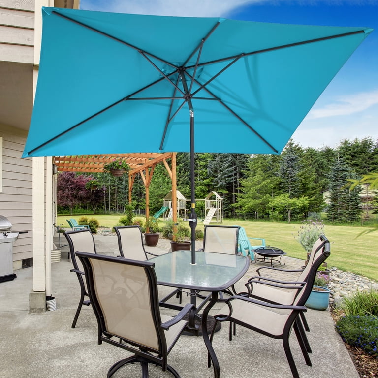 7 x 10 patio umbrella CHYVARY 10 x 7 ft Outdoor Patio Rectangle Market Umbrellas, Aluminum Frame  Table Umbrella for Patio, Deck and Pool,Lake Blue