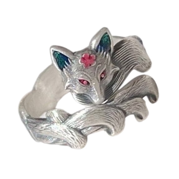 YongCo Artistic Floral Foxes Design Antique Inspired Ring Comfort Fit Alloy Jewelry Gift