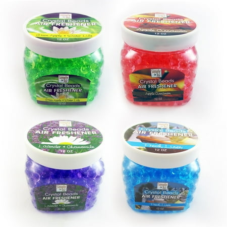 - 4 Jar Pack Crystal Beads Air Freshener Instant Odor Eliminator Home Car Office