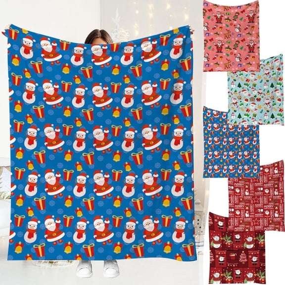 Xuniizn Christmas Blanket for Couch, Soft Christmas Throw Blanket, Warm Thicken Flannel Sherpa Blanket Microfiber Machine Washable for Bedroom, Fleece Blanket, Christmas Decorations for Home