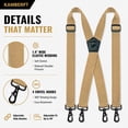 thumbnail image 2 of KAMBERFT Champagne Heavy Duty X-Back Suspenders for Men, 1.4 inch Wide Adjustable Elastic Straps, 2 of 5
