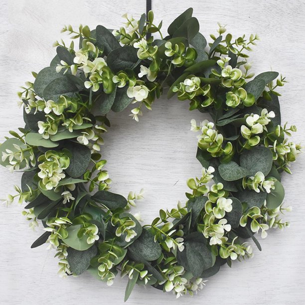Guirnalda verde de hojas artificiales La Vida Bella decoración colgante Para puerta de fiesta 30cm de diámetro