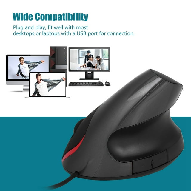 Souris Verticale Compacte, Souris Optique, Commutateur Avant/arrière/dpi pour MAC OS pour PC/ Ordinateur Portable