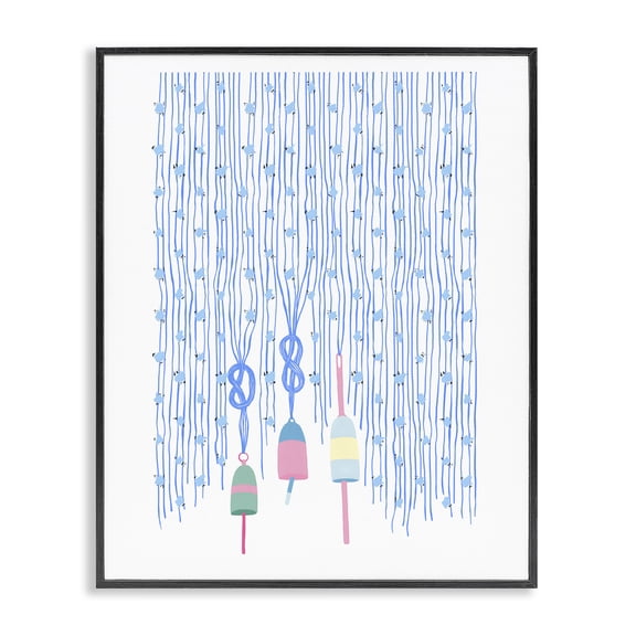 Stupell Industries Tropical Hanging Buoys on Ropes Black Framed Giclee Art, 11 x 14, by Melissa Tilley
