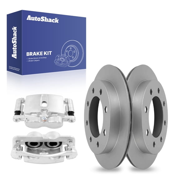 AutoShack Rear Brake Rotors Calipers | Replacement for Chevrolet Silverado 2500 HD Classic Silverado 3500 HD GMC Sierra 3500 HD Sierra 2500 HD Classic 4WD | Coated | 4-PC Brake Kit | ArmorStop