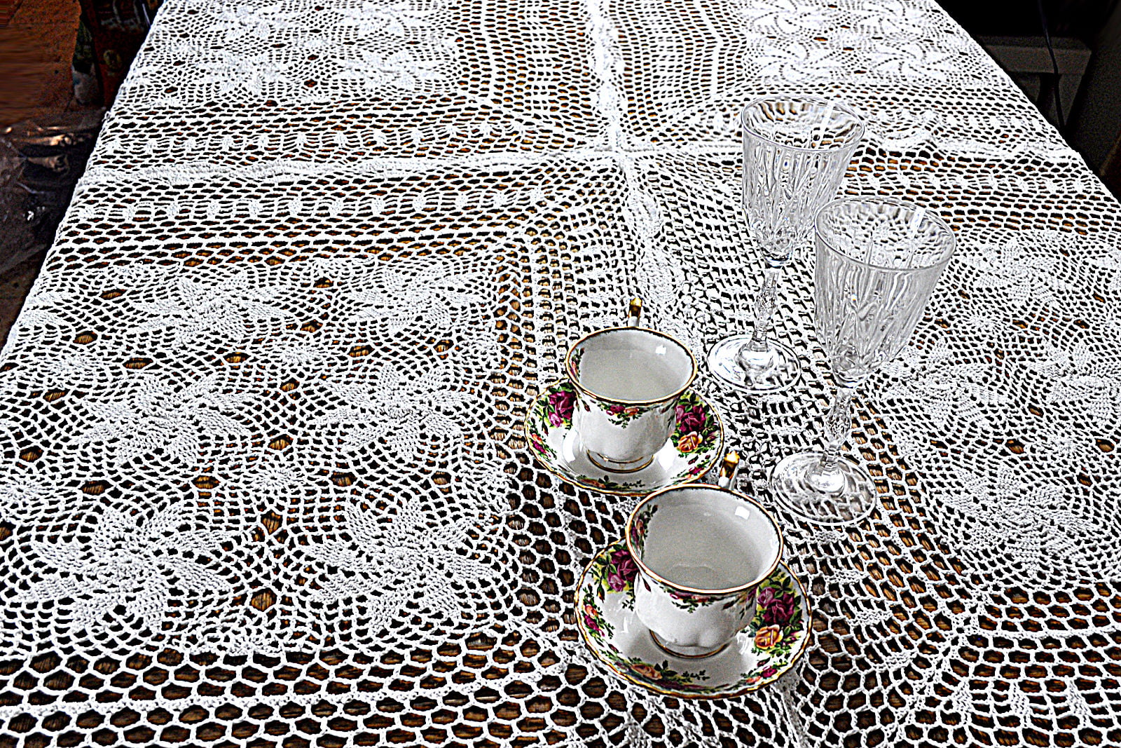 Home Vintage Crochet Lace Doilies Placemat Table Runner 31"x31" White Tablecloth 