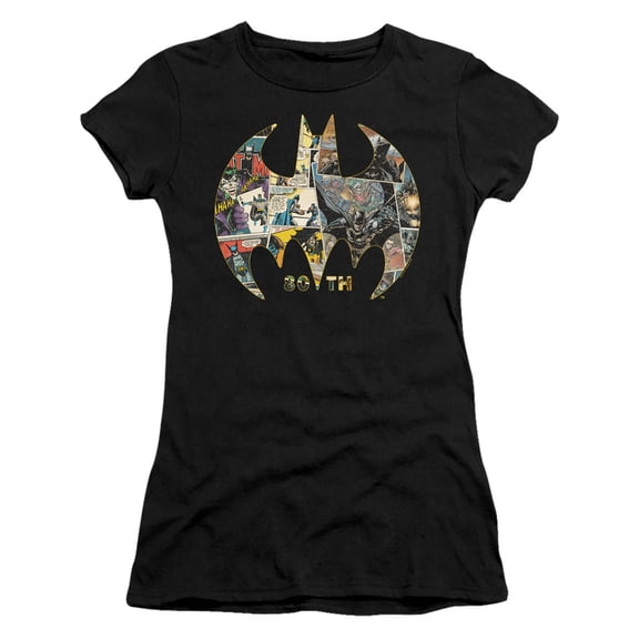 Batman 80Th Shield S/S Junior Women's T-Shirt Sheer Black