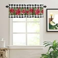 thumbnail image 2 of Christmas Winter Floral Valances for Windows Poinsettia Red Flower Black Plaid Rod Pocket Curtain Valance Window Treatment Short Curtains for Kitchen Living Room, 42"x12", 2 of 5