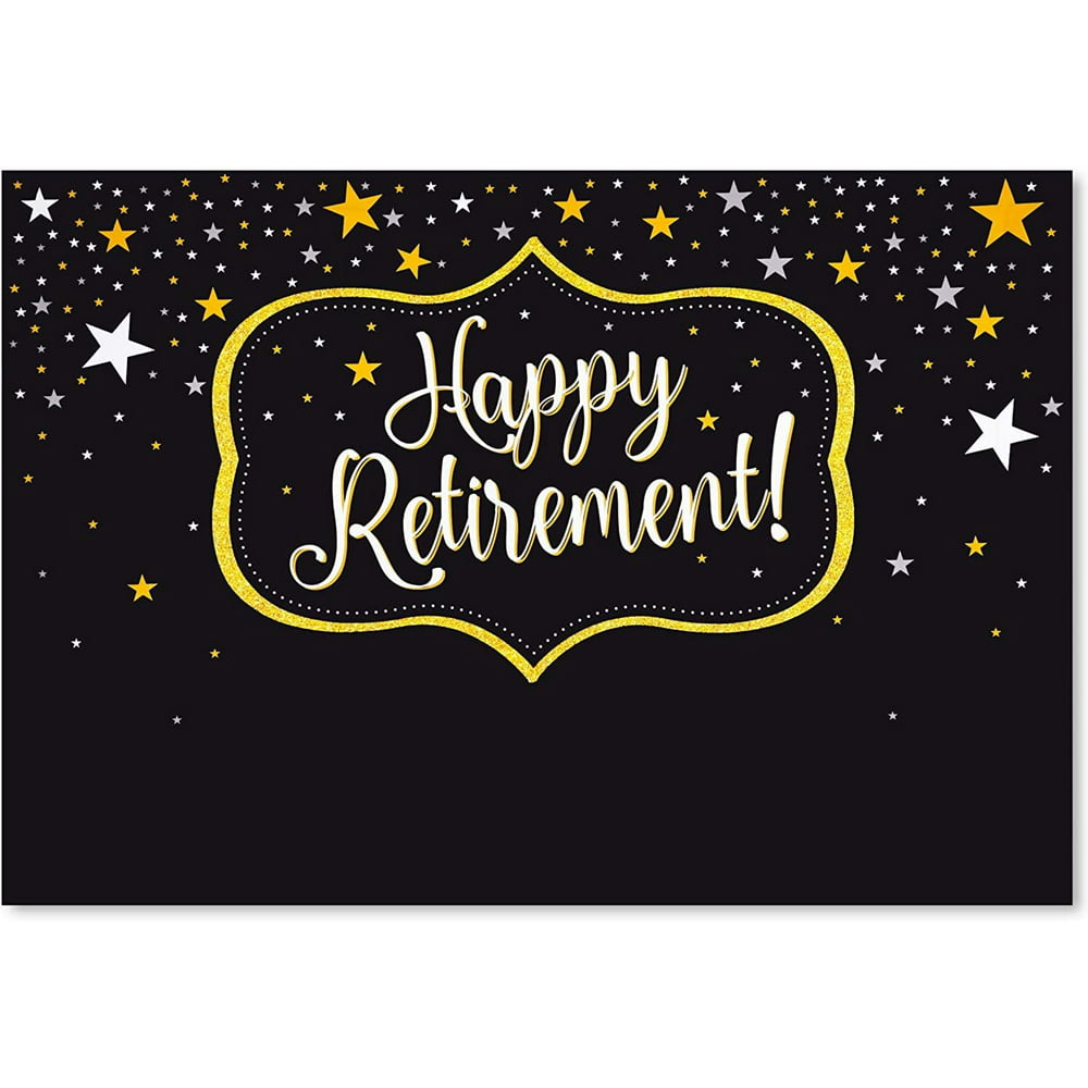 Happy Retirement Photo Booth Backdrop, Photography Background in Black ...