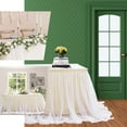 thumbnail image 4 of Efavormart 14Ft White Extra Long 48" Two Layered Tulle & Satin Table Skirt For Wedding Party Decoration, 4 of 11