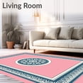 thumbnail image 2 of ODIKA 5'x7' Machine Washable Non-Slip Area Rug, Vintage Palmette Border With Ornate Floral Centerpiece Motif High Traffic Rug with Pad, Pink, 528688, 2 of 8