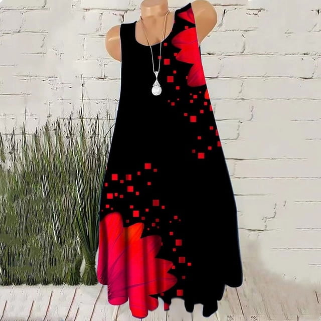 Robe Sans Manches à Imprimé Soleil Mode Décontractée pour Femmes 2022 TP-8TG