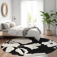 thumbnail image 3 of HomeRoots 667966 8 ft. Black & Ivory Floral Transitional Washable Round Area Rug with UV Protection, 3 of 5