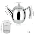 thumbnail image 2 of 1L Stainless Steel Teapot Coffee+Tea Pot Water Kettle with Filter Large Capacity, Silver, 2 of 9