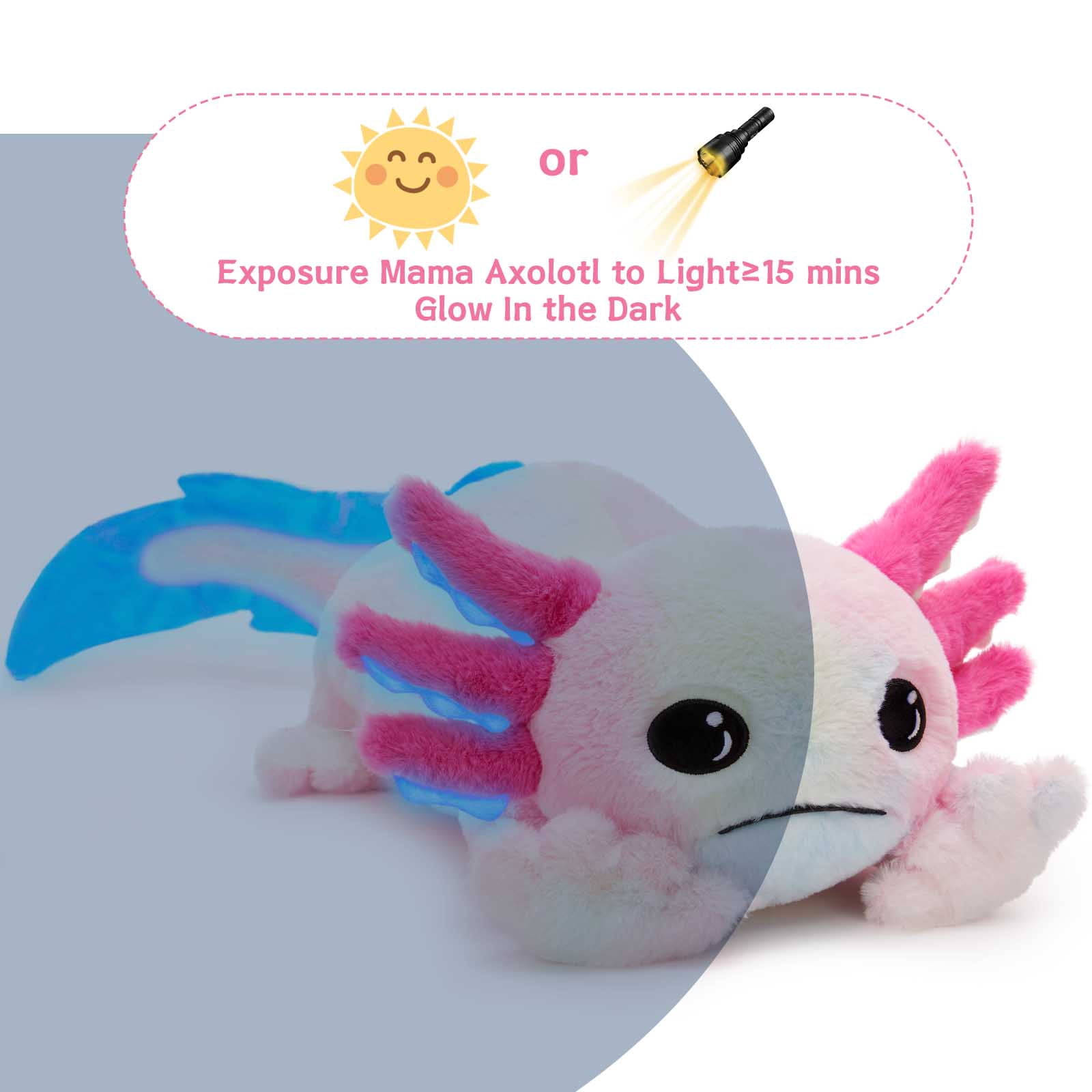 MaoGoLan 31.89" Giant Glow in the Dark Axolotl Stuffed Animals with 4 Babies Inside Large Axolotl Plush Toy
