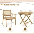 thumbnail image 3 of Costway 3 Pieces Patio Table Chair Set Wood Bistro Set with Rattan Seat & Indonesia Teak Wood Frame, 3 of 10