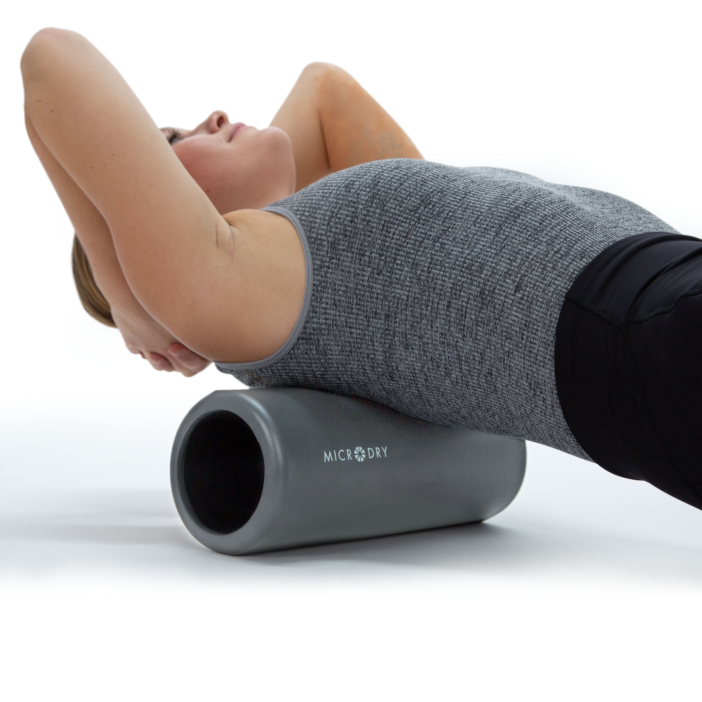Microdry Fitness Foam Roller for Muscle Relief, Firm, 13" x 5.3", Light Gray