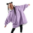 thumbnail image 3 of Bare Homey Plush Sherpa Wearable Blanket - Fluffy & Soft - Lightweight - Kids, Lavender, 3 of 9