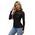 thumbnail image 3 of WIHOLL Womens Sexy Mesh Long Sleeve Shirts Fashion Clothing Turtle Necks Sheer Ruched Going Out Tops Fall Outfits Slim Fit Blouses Black Shirts, 3 of 8
