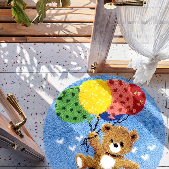 Latch hook rug kit,latch hook cushion kits,Bear Latch Hook Rug Kit for Adults Crocheting Carpet Rug Yarn Sofa Cushion Mat Tapestry DIY Carpet Arts Crafts 50×38cm/20*15in