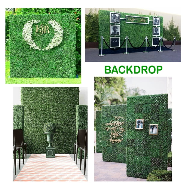 E Joy Artificial Boxwood Panels Hedge Plant Privacy Screen Outdoor Indoor Garden Fence Home Decor Greenery Walls Wedding Party Background Milan 3bx 36pc Com - 8×8 Feet Artificial Boxwood Hedge Backdrop Wall