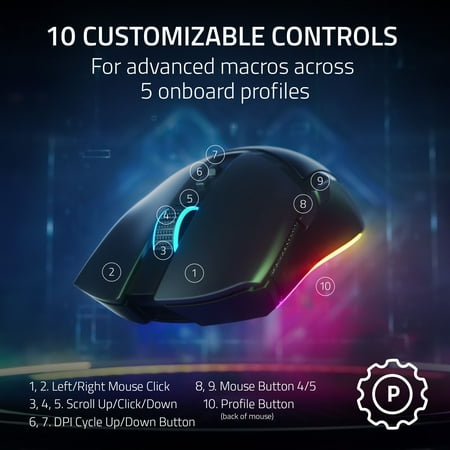 Razer - Cobra Pro Wireless Gaming Mouse with Chroma RGB Lighting and 10 Customizable Controls - White