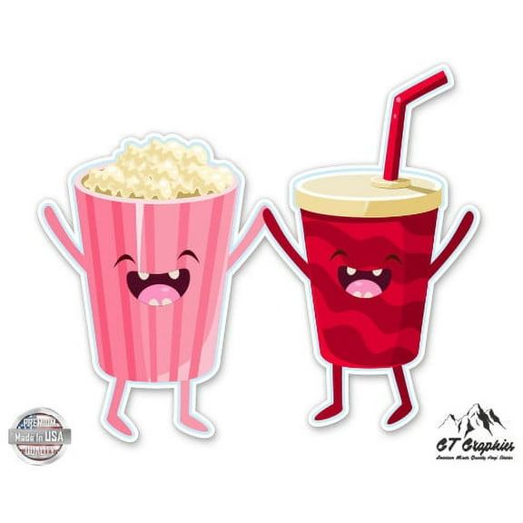 Popcorn and Soda - 3" Vinyl Sticker - For Car Laptop I-Pad Phone Helmet Hard Hat - Waterproof Decal