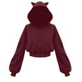 thumbnail image 2 of Kctaxy Hoodies for Women Long Sleeve Cre Wneck Pullover Sweatshirt Solid Color Causal Loose Cute Ear Hoodies Fall Winter Trendy with Pockets, 2 of 6