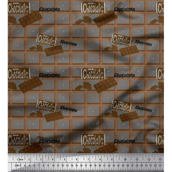 Soimoi Cotton Voile Fabric Text & Chocolate Food Fabric Prints by Yard 42 Inch Wide
