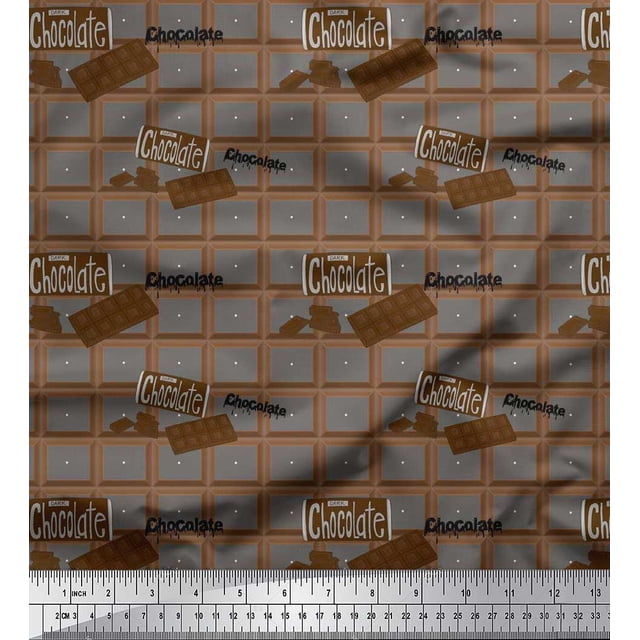 Soimoi Rayon Fabric Text & Chocolate Food Printed Craft Fabric by The Yard 42 Inch Wide