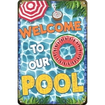 Swimming Pool Decor Vintage Metal Tin Signs Welcome to Our Pool Sign Pool Area Decorating Funny Pool Rules Sign Wall Decor for Beach Home Garden Outdoor 8×12 inch