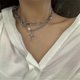 thumbnail image 4 of Exquisite Layered Adjustable Necklace For Women, 14K Gold-Plated Round Love Needle Chain Necklace Simple Cross Pendant Necklace, Silver Layered Neckla, 4 of 4