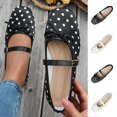 thumbnail image 6 of Purcolt Mary Jane Shoes for Women Trendy Elegant Bowknot Polka Point Square Toe Slip On Ballet Shoes Comfort Casual Soft Sole Flat Shoes with Buckle Strap, 6 of 6