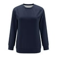 thumbnail image 4 of Charmgo Womens Sweatshirt Under $15, Women's Crew Neck Solid Color Sweatshirt Tops Long Sleeves Casual Pullover Lightweight Loose Tops Crewneck Sweatshirts Oversized, Winter Clothes for Women Navy M, 4 of 5