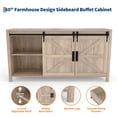 thumbnail image 3 of 60" Farmhouse Buffet Cabinet with Sliding Barn Doors & 4 Drawers – Antique White Rustic Sideboard for Coffee Bar, Dining Room, Living Room, or TV Console – Vintage Wood, 3 of 8