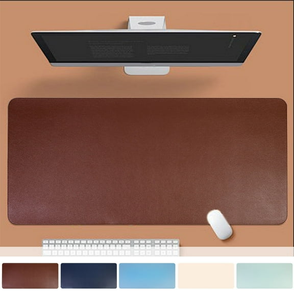 Desk Pad Mouse Mat - Cork Bottom, Nonslip Leather Surface, Sleek Beige Office Organizer, Writing Desk Protector, Topliu