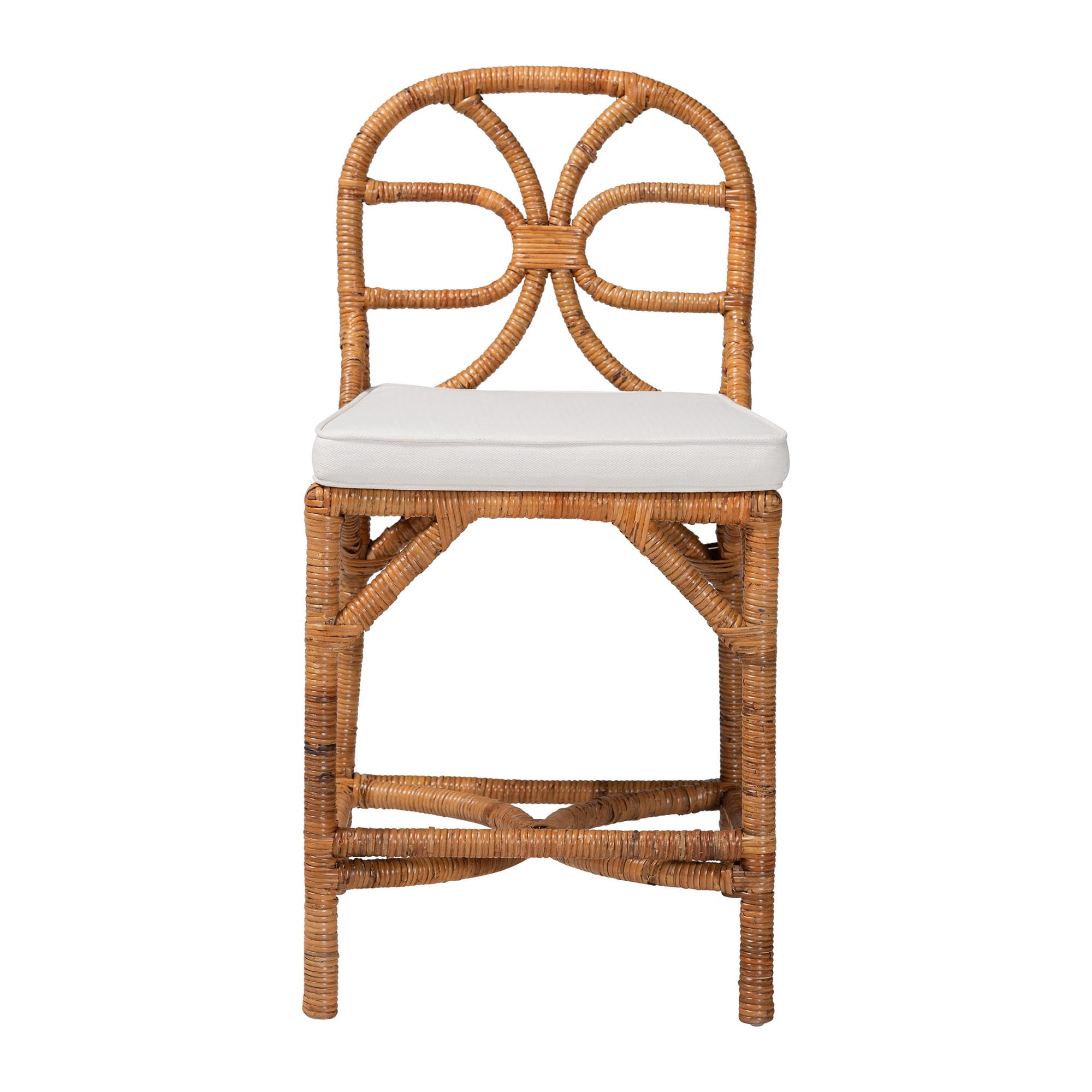 bali & pari Alondra Boho Counter Stool, Counter Height 22", Light Honey
