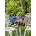 thumbnail image 3 of Outdoor Tablecloth with Umbrella Hole for Patio/Picnic/Party/Camping, Texas Star Vintage Waterproof Table Cloth Round Cover Washable, Brown Retro Art Red Berry Wooden (Dia 54"), 3 of 8