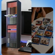 Game Storage Stand Tower for PS5/ PS4/ PS3/ Xbox Series S, Universal Game Disc Holder Vertical Stand Organizer Tower, Hold 36pcs Video Game Discs, Black